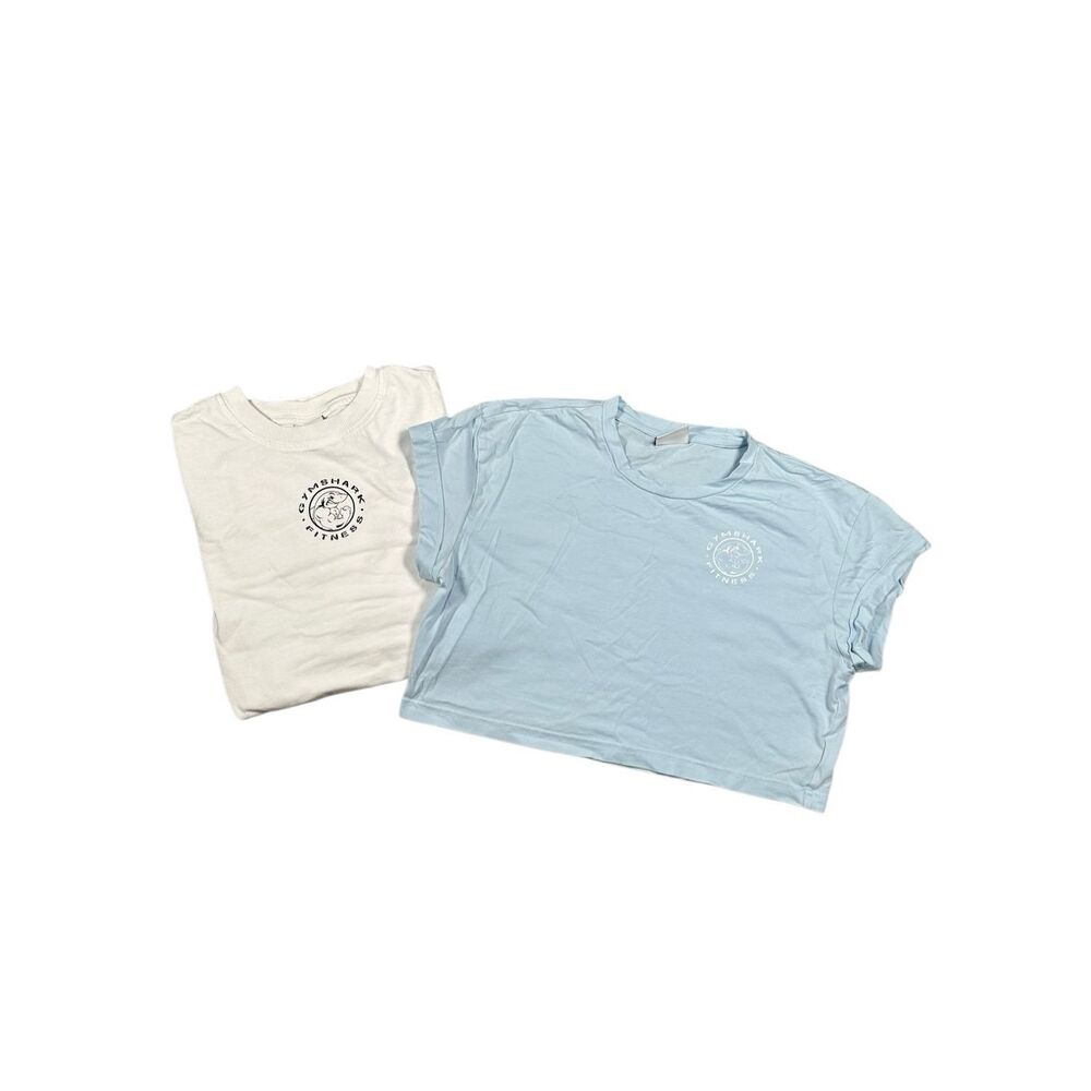 gymshark legacy cotton t shirt/crop top bundle short sleeve tees S white blue